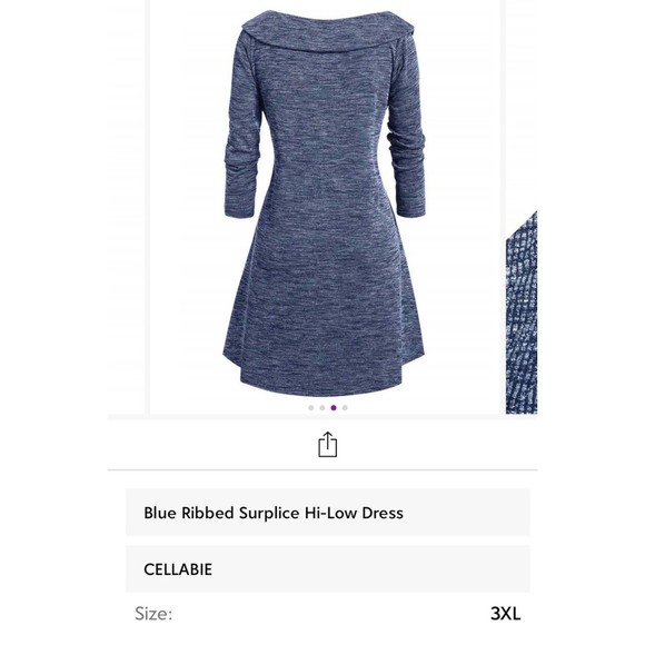 Cellabie Blue Ribbed Hi-Low tunic, 2X/3X - Picture 6 of 6